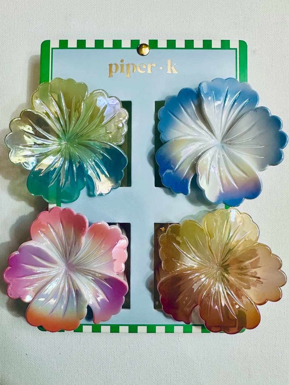 Oversized Iridescent Flower Hair Claw Clips Set